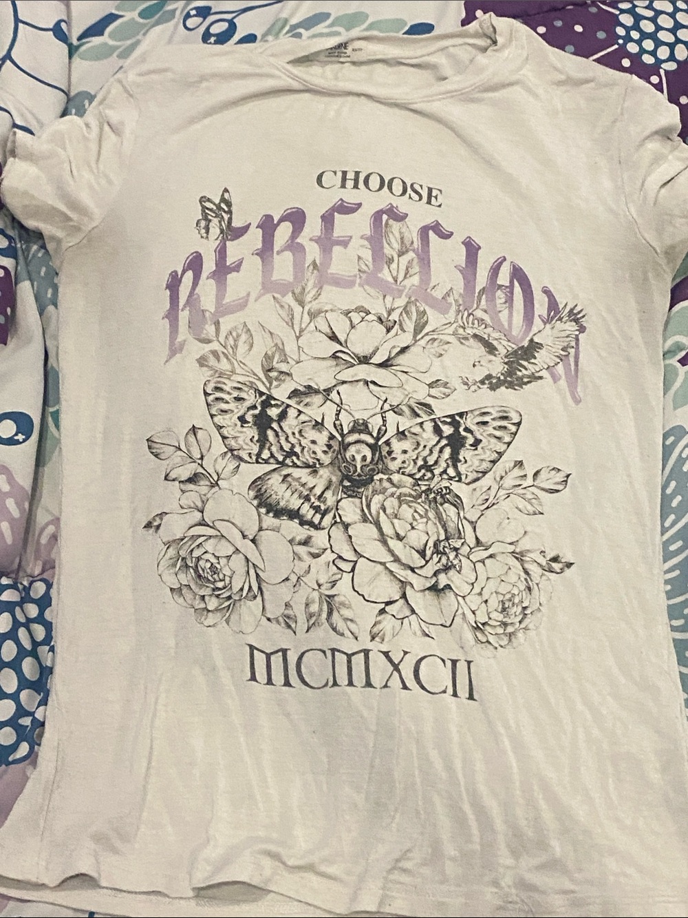 Choose Rebellion Graphic Tee - White & Purple